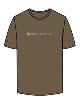 The Mens Tee - Walnut - Facial Collective - Center Chest - Printed - White