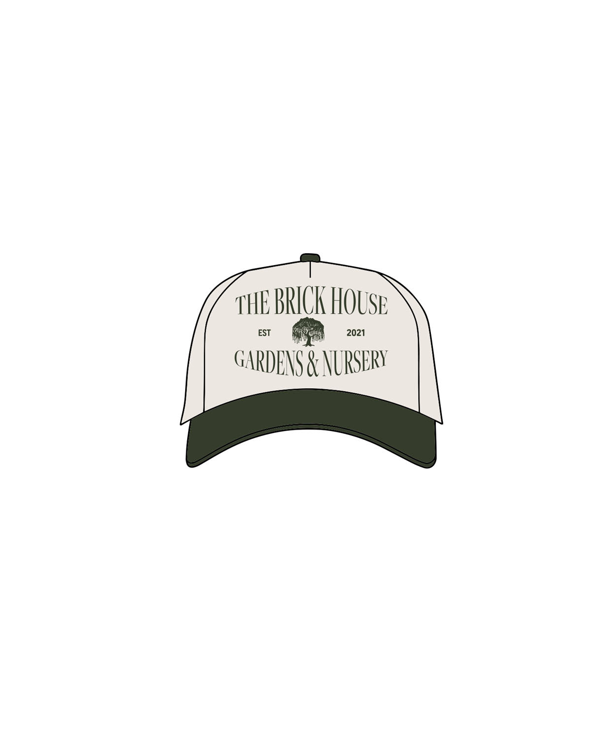 The Canvas Cap - Natural / Forest - Brick House - Center Crown Stacked & Left Panel - Printed - Forest