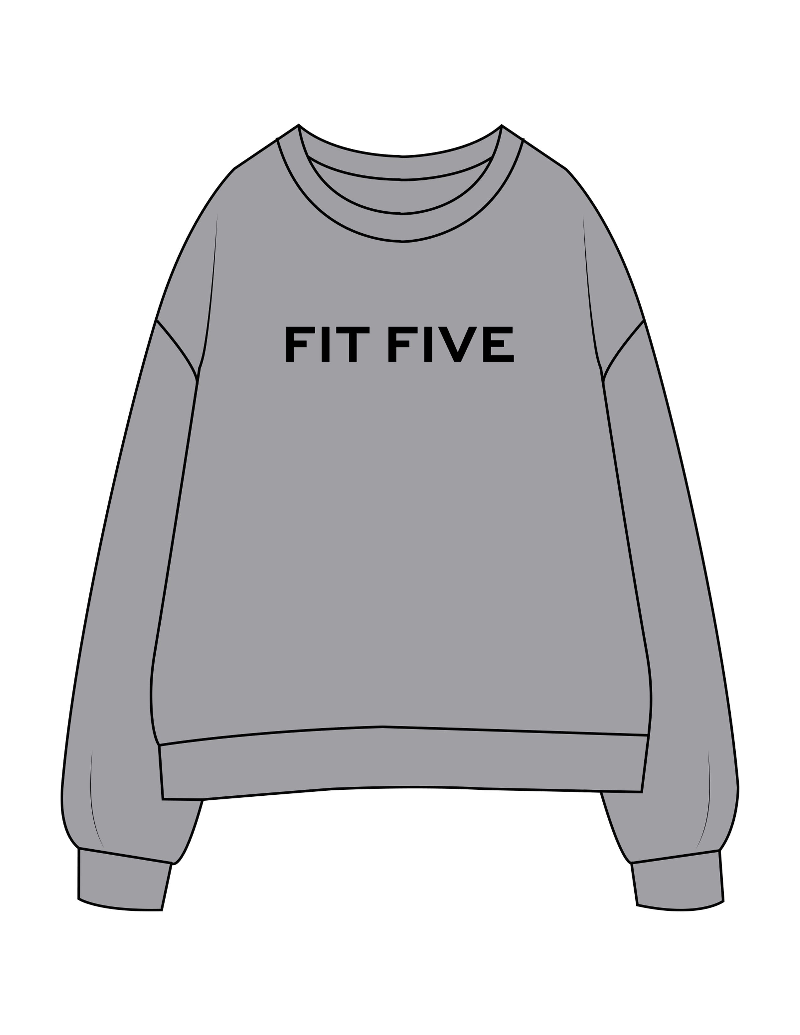 The Womens Crewneck - Heather - Fit 5 - Center Chest & Back Neckline - Printed - Black