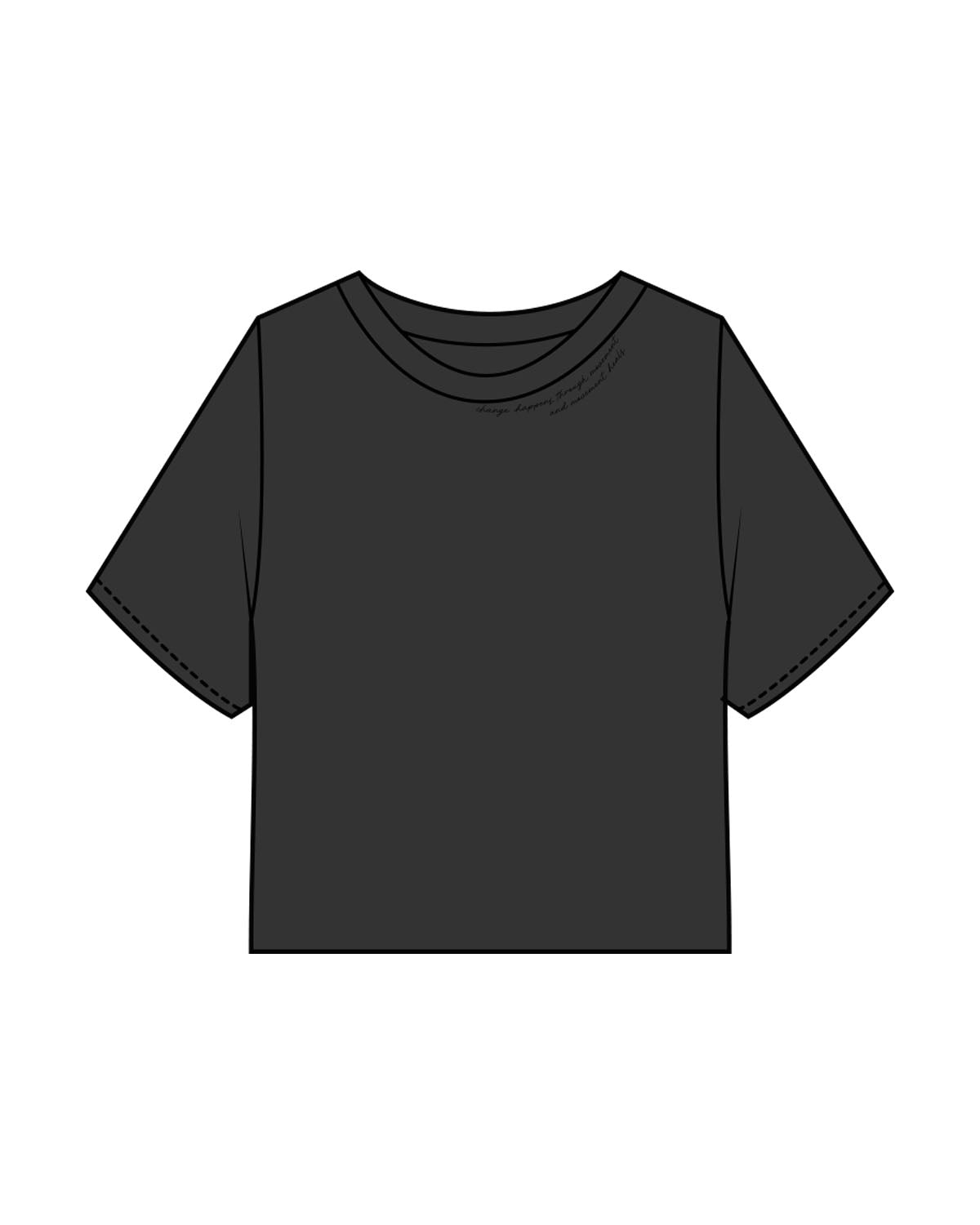 The Heavyweight Crop Tee - Washed Black - GlowPilates - Front Neckline & Back Stacked - Printed - Black