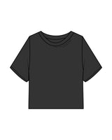 The Heavyweight Crop Tee - Washed Black - GlowPilates - Front Neckline & Back Stacked - Printed - Black