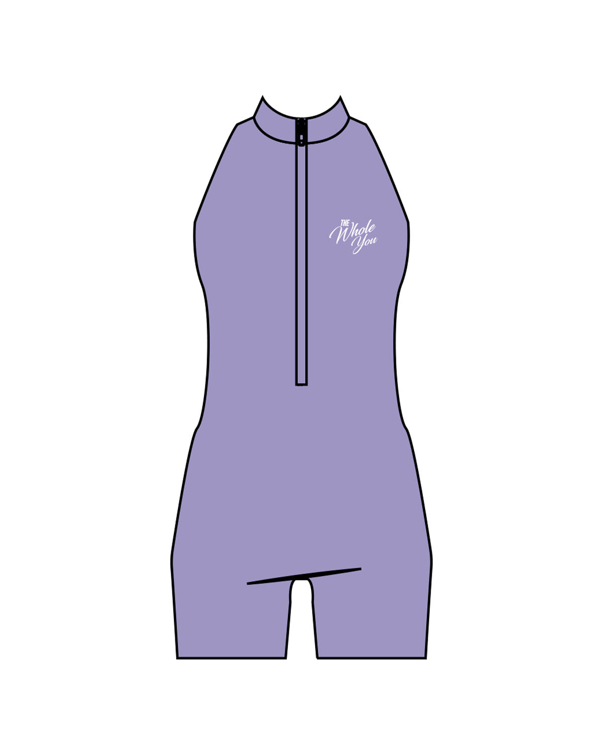The High Neck Zip Jumpsuit - Purple - The Whole You Wellness - Left Chest - Printed - White