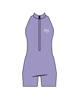 The High Neck Zip Jumpsuit - Purple - The Whole You Wellness - Left Chest - Printed - White