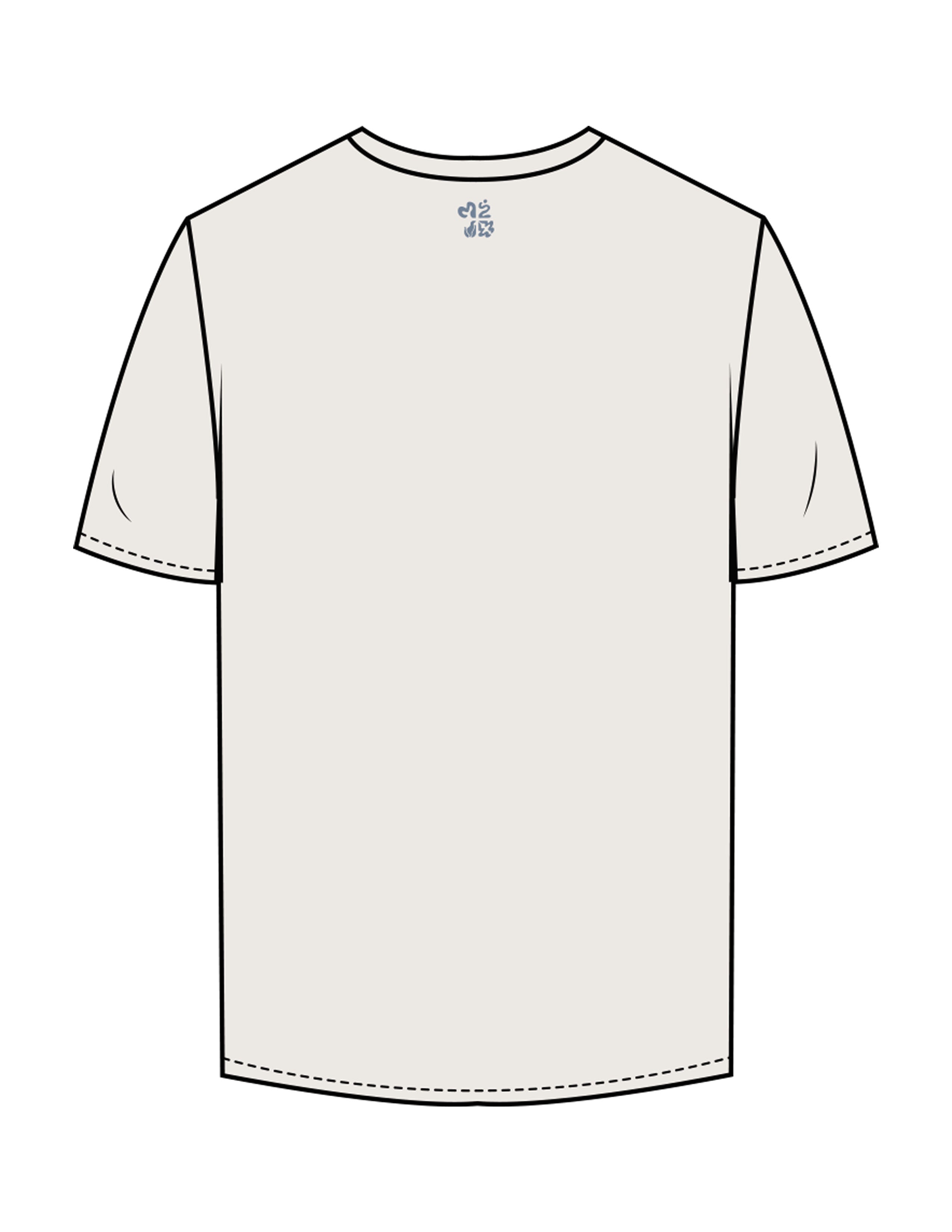 The Mens Tee - Bone - Plum Creek Church - Center Chest Arc & Back Stacked - Printed - Blue