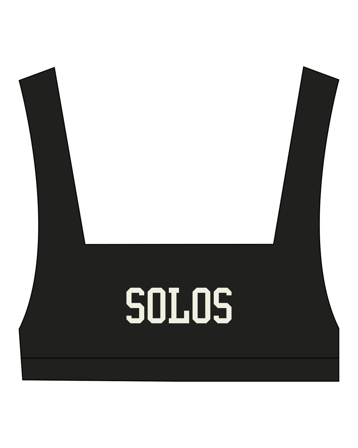 The Box Cut Bra - Black - Solos Pilates - Center Chest - Printed - Cream