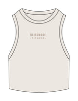 The Ribbed Crop Tank - Bone - BLISSMODE FITNESS - Center Chest Stacked - Embroidered - Taupe
