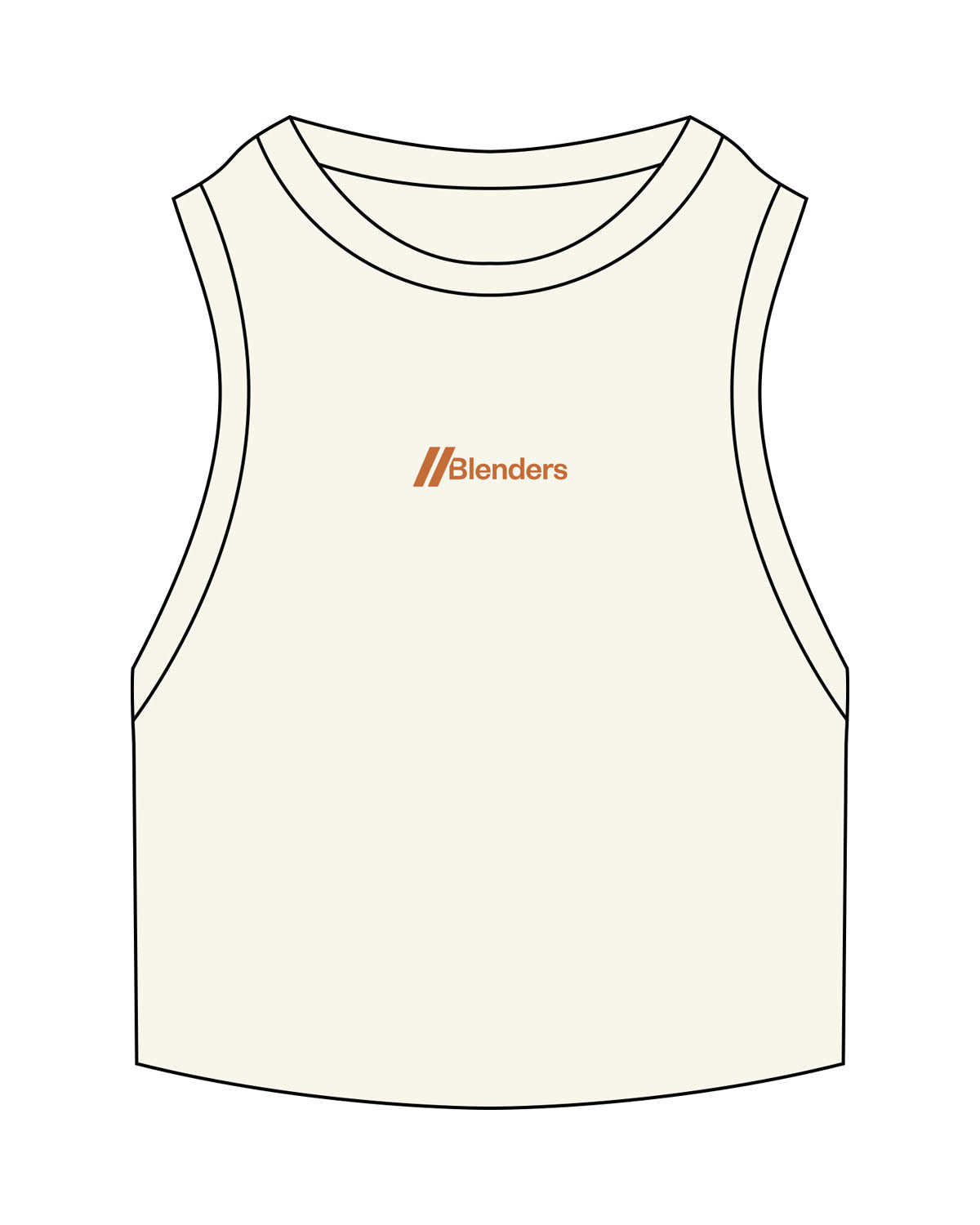 The Ribbed Crop Tank - Off White - Blenders - Center Chest - Embroidered - UT Orange