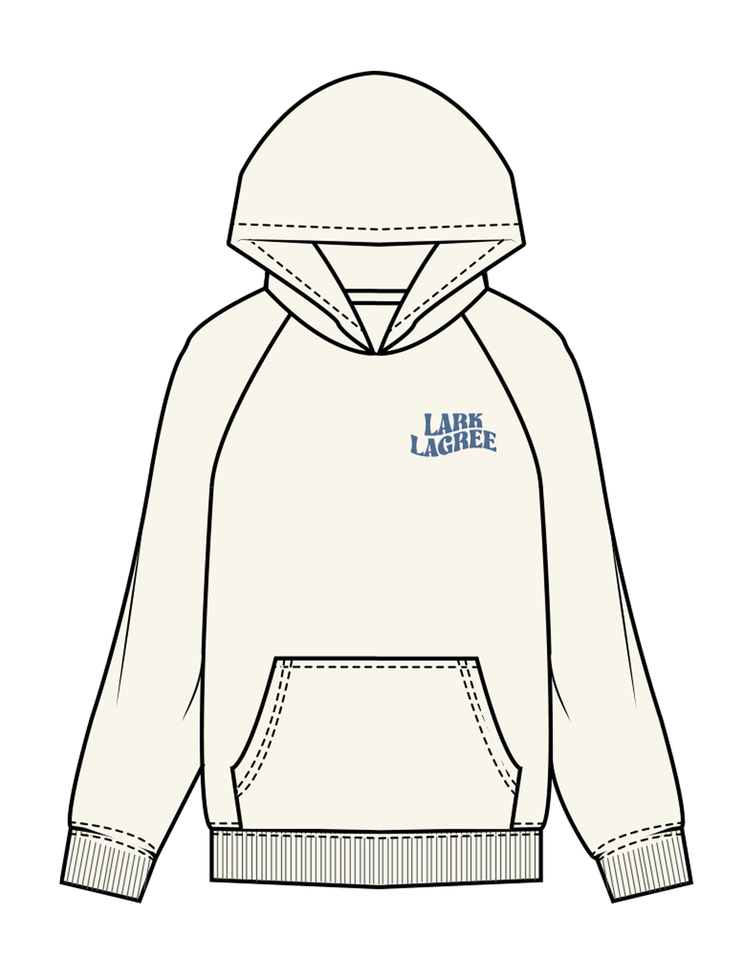 The Womens Hoodie - Off White - Pure Movement LARK - Left Chest & Back Stacked - Printed - Blue