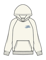 The Womens Hoodie - Off White - Pure Movement LARK - Left Chest & Back Stacked - Printed - Blue