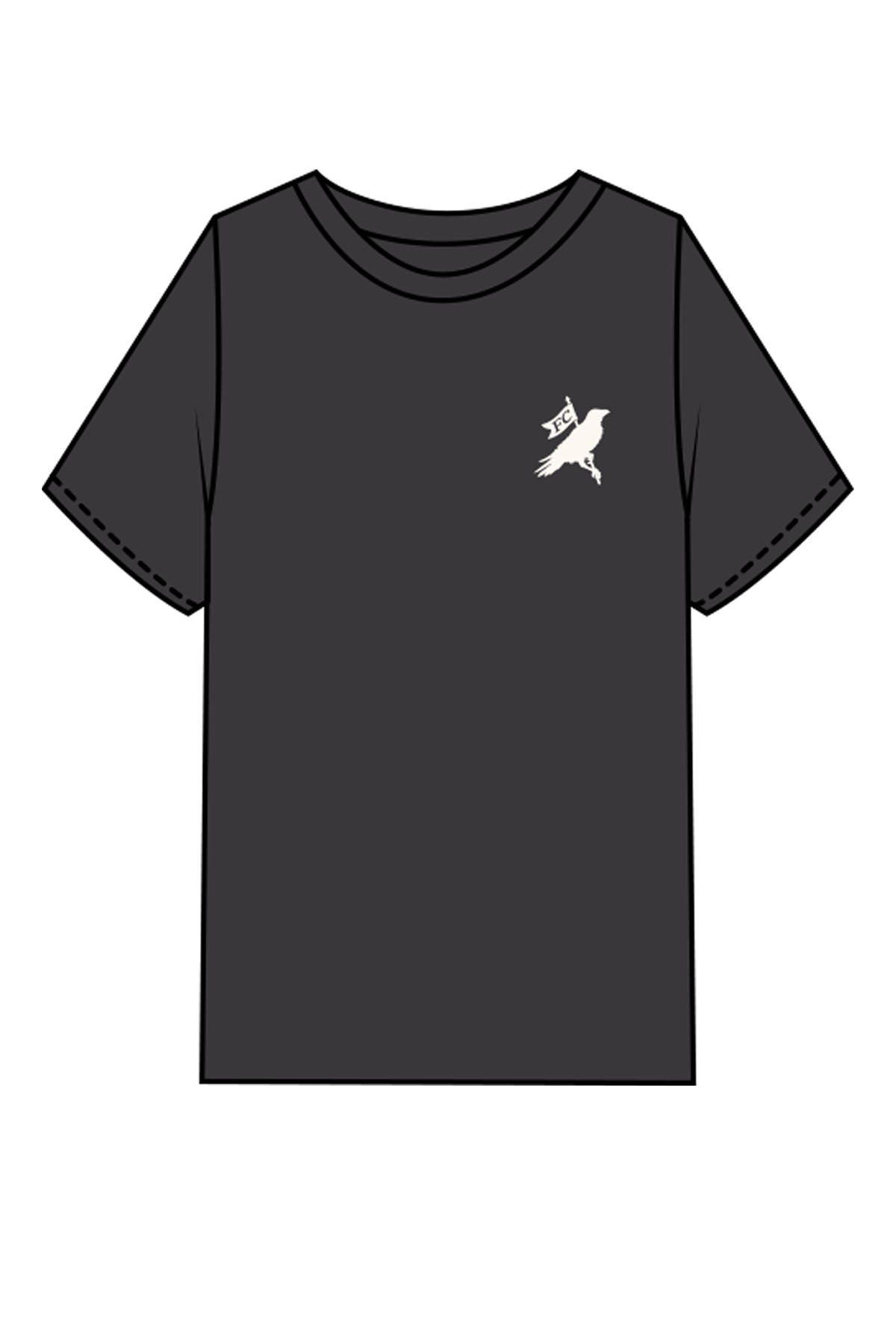 The Mens Heavyweight Tee - Washed Charcoal - Football Common - Left Chest & Back Stacked - Printed - Ivory