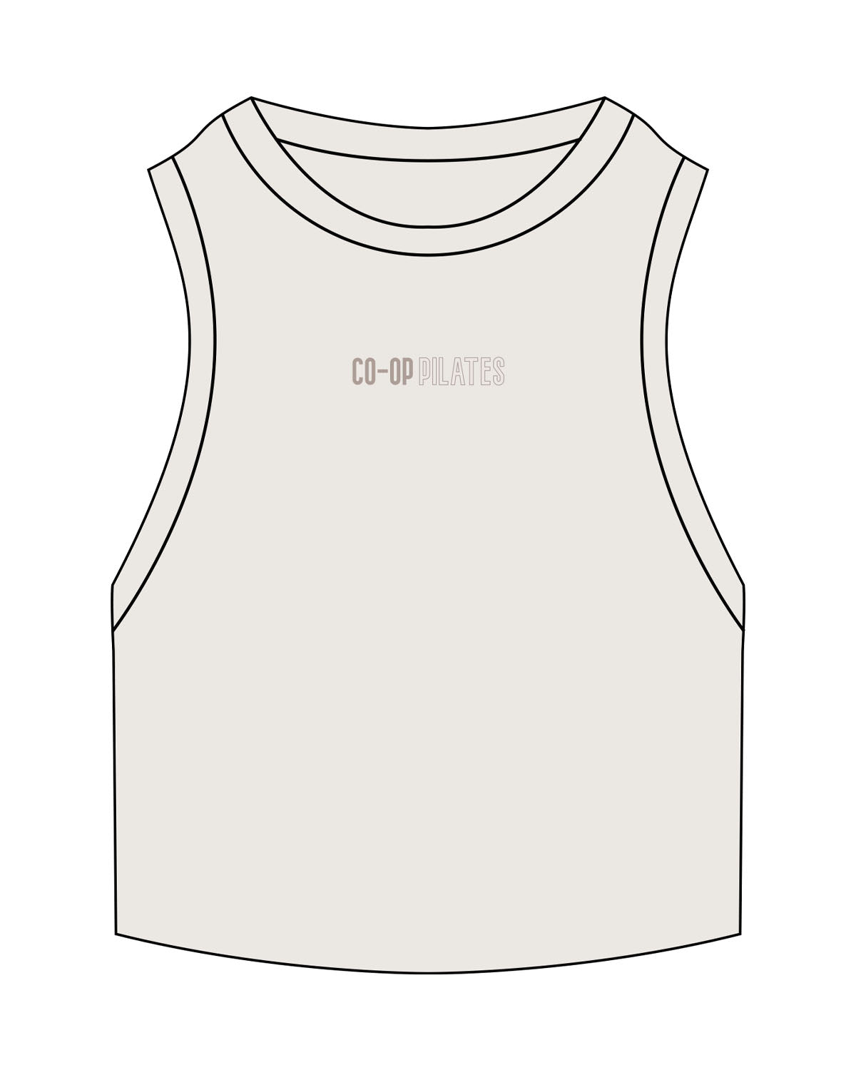 The Ribbed Crop Tank - Bone - Co-Op Pilates - Center Chest - Embroidered - Tone on Tone