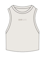 The Ribbed Crop Tank - Bone - Co-Op Pilates - Center Chest - Embroidered - Tone on Tone