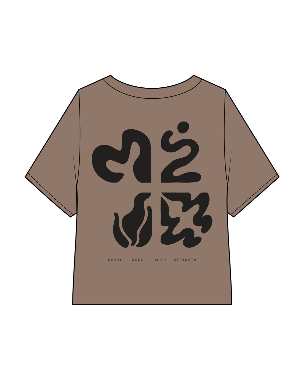 The Crop Terry Tee - Cacao - Plum Creek Church - Center Chest Icon & Full Back - Printed - Black