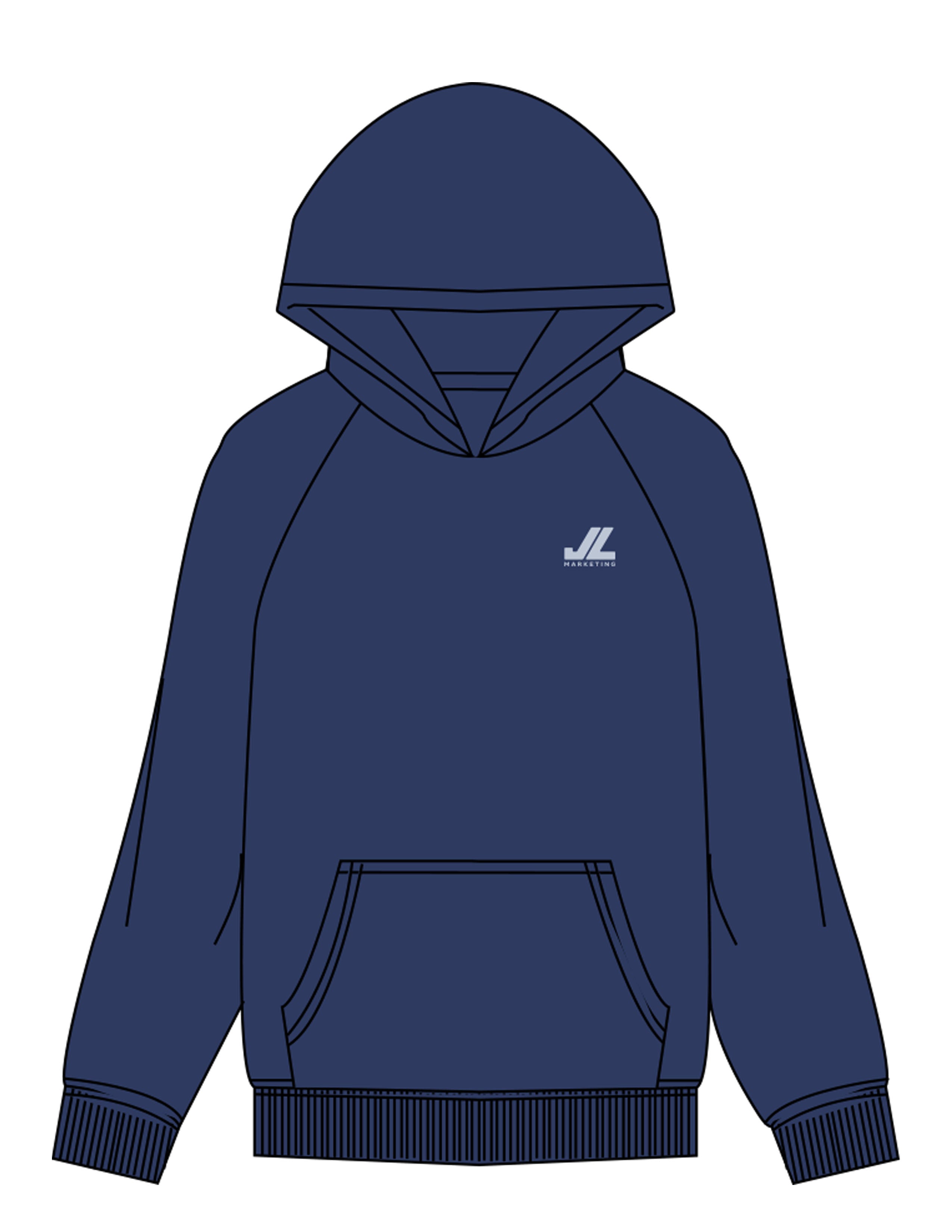 The Mens Hoodie - Cobalt - JL Marketing - Left Chest - Printed - Powder Blue