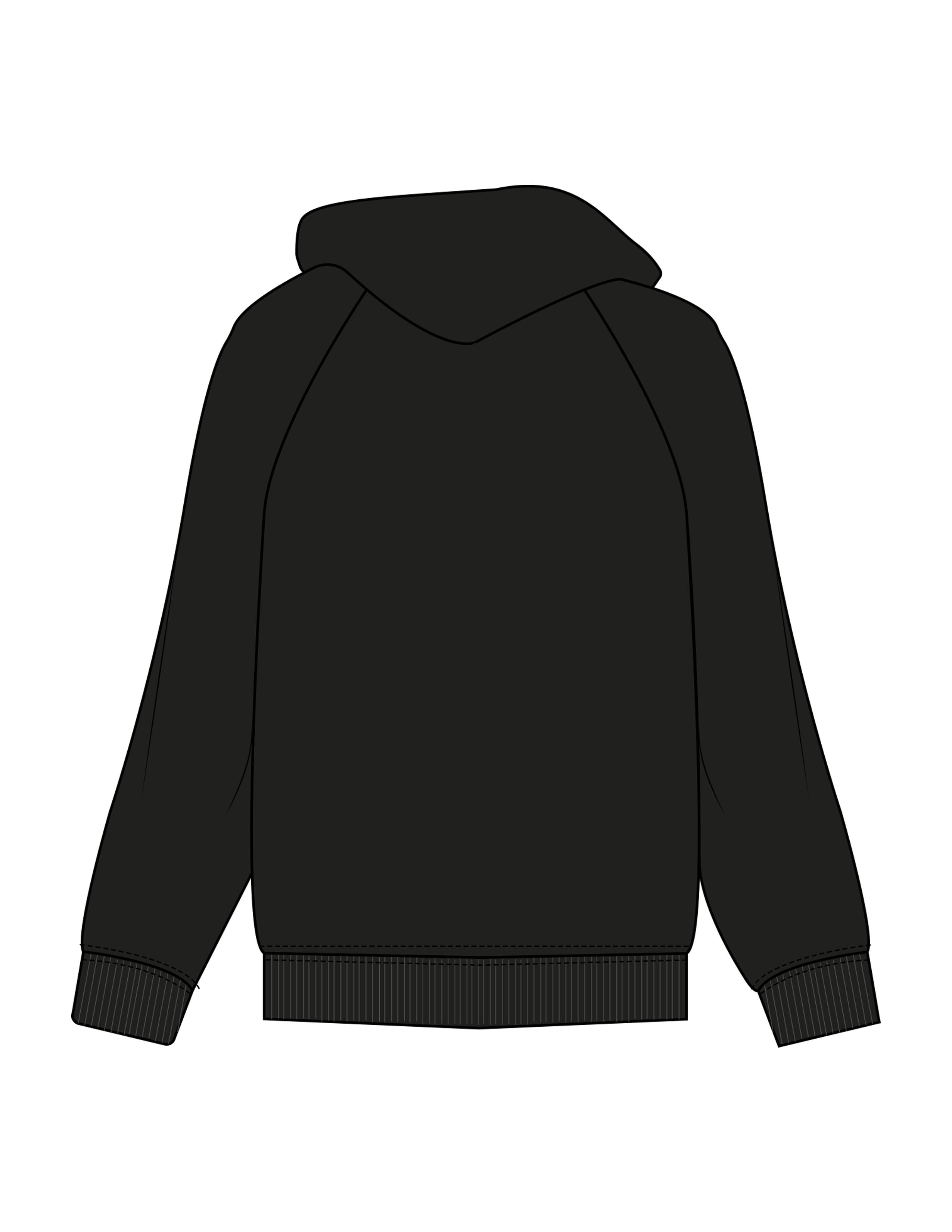 The Mens Hoodie - Black - Fine Core Pilates - Center Chest Stacked - Printed - White