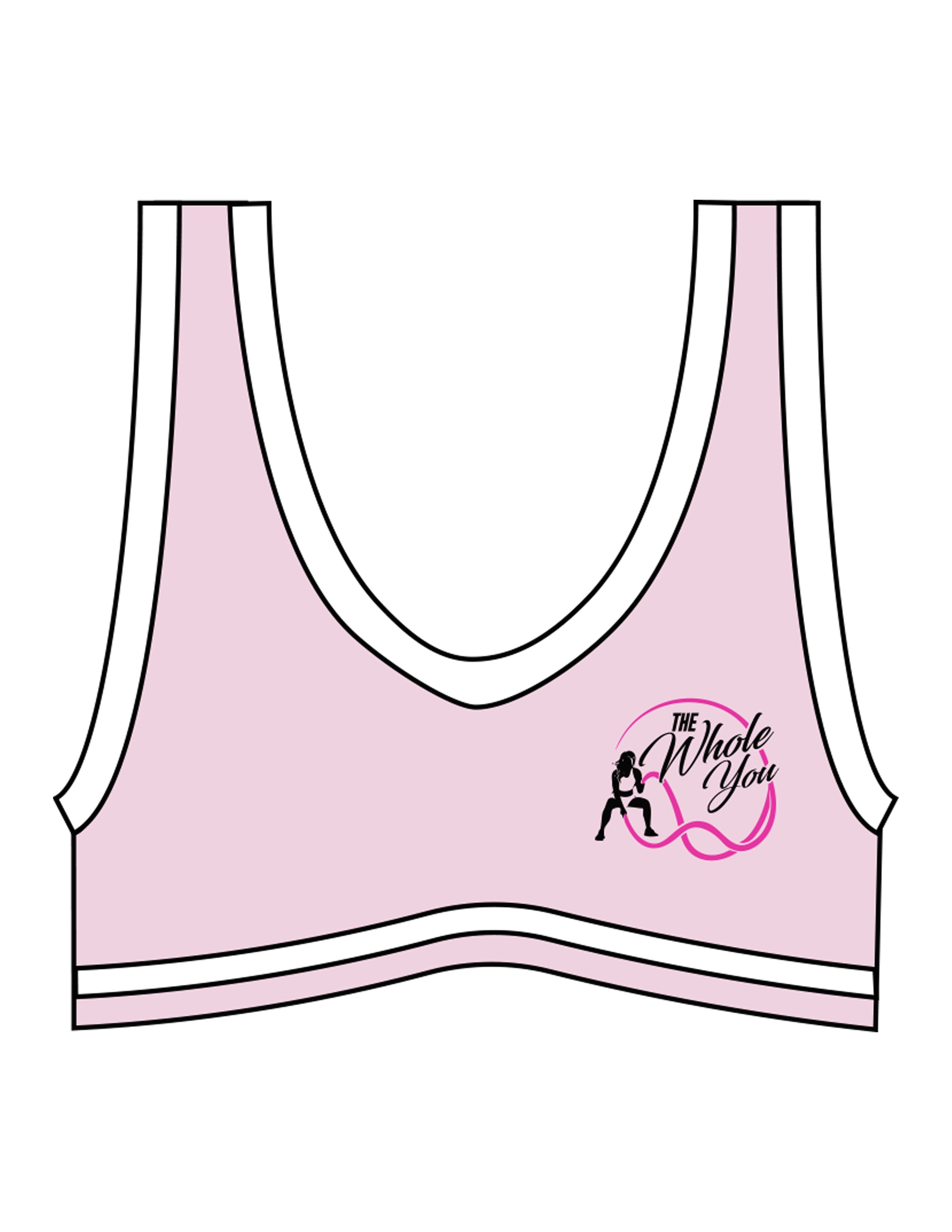 The Piped Bra - Pink - The Whole You Wellness - Left Chest - Printed - Full Color