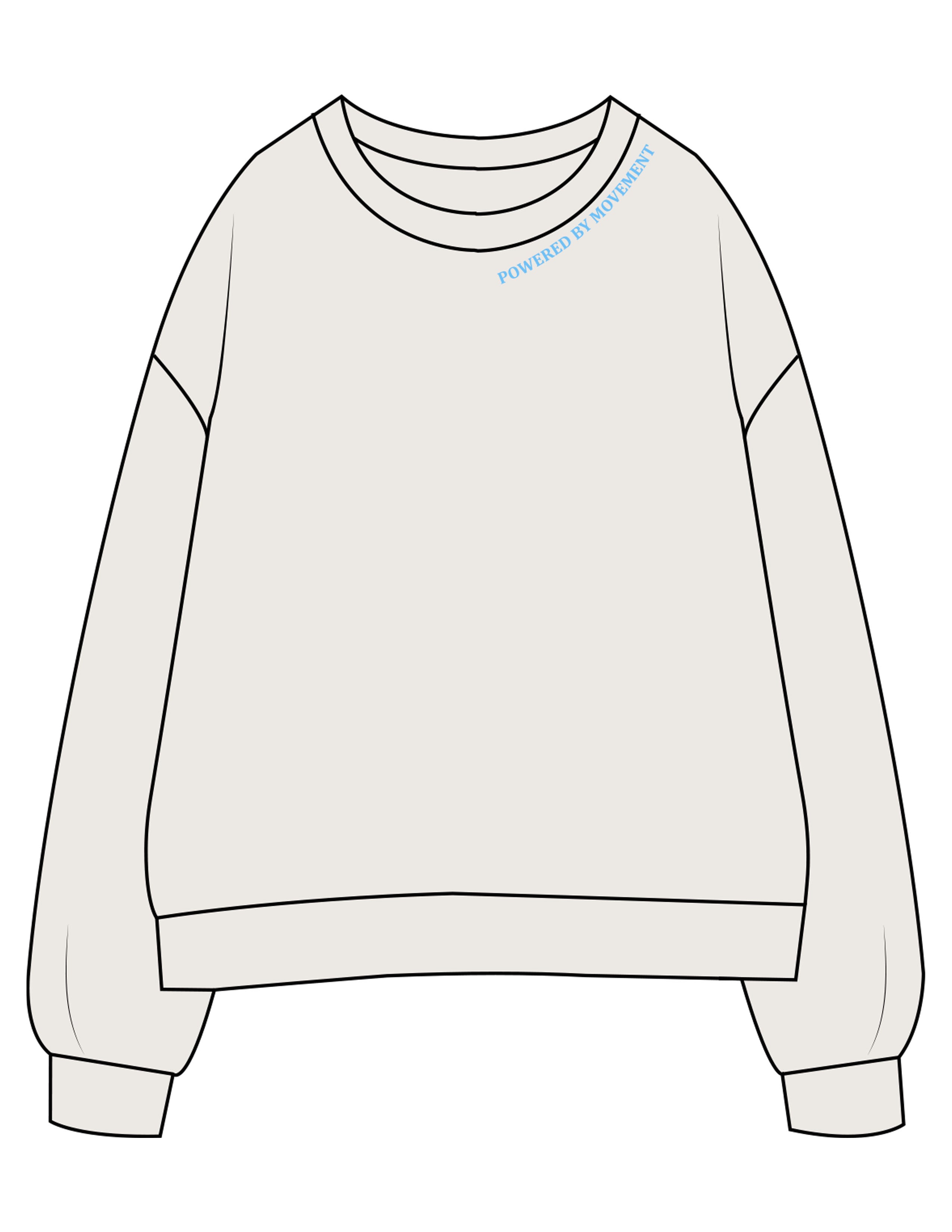 The Midweight Unisex Crewneck - Washed Ivory - Powerhouse Fitness - Left Chest Embroidered - Tone on Tone - Back Stacked "LAGREE" Printed - Blue