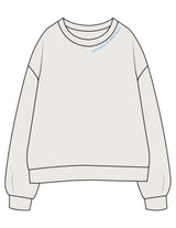 The Womens Crewneck - Bone - Powerhouse Fitness - Front Neckline & Back Neckline - Embroidered - Blue