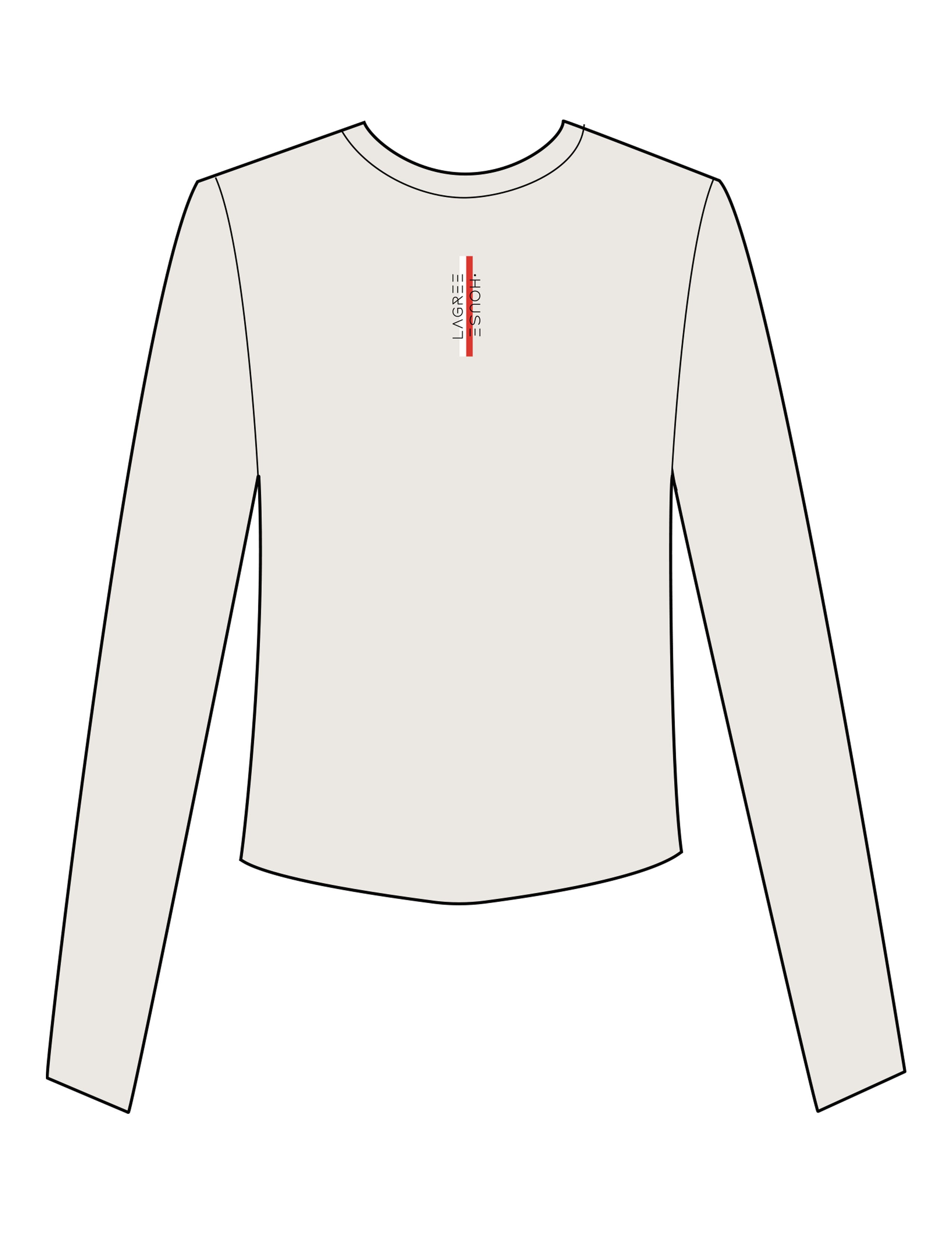 The Micro Rib Crop Long Sleeve - Natural - Lagree House - Chest Vertical - Embroidered - Full Color
