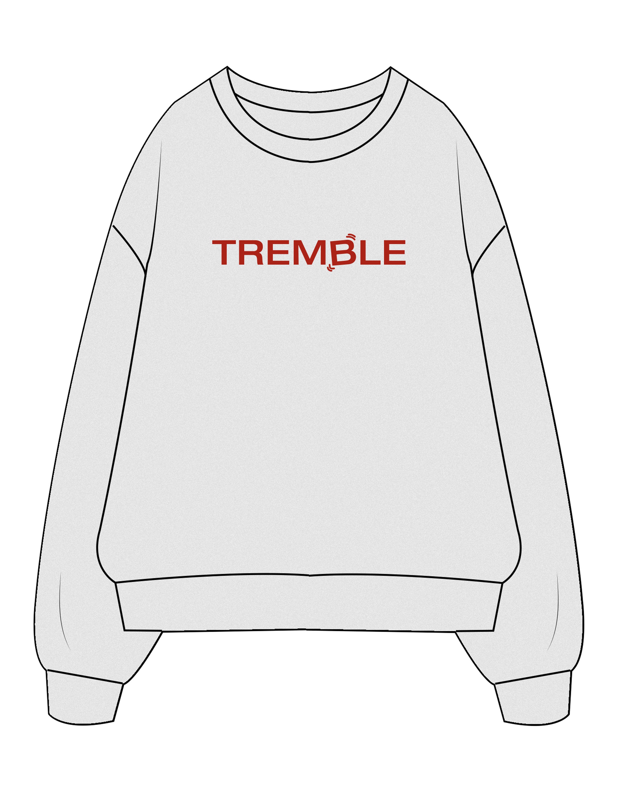 The Mens Crewneck - White Heather - Tremble - Center Chest - Printed - Cherry