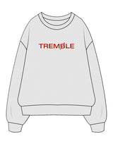 The Mens Crewneck - White Heather - Tremble - Center Chest - Printed - Cherry