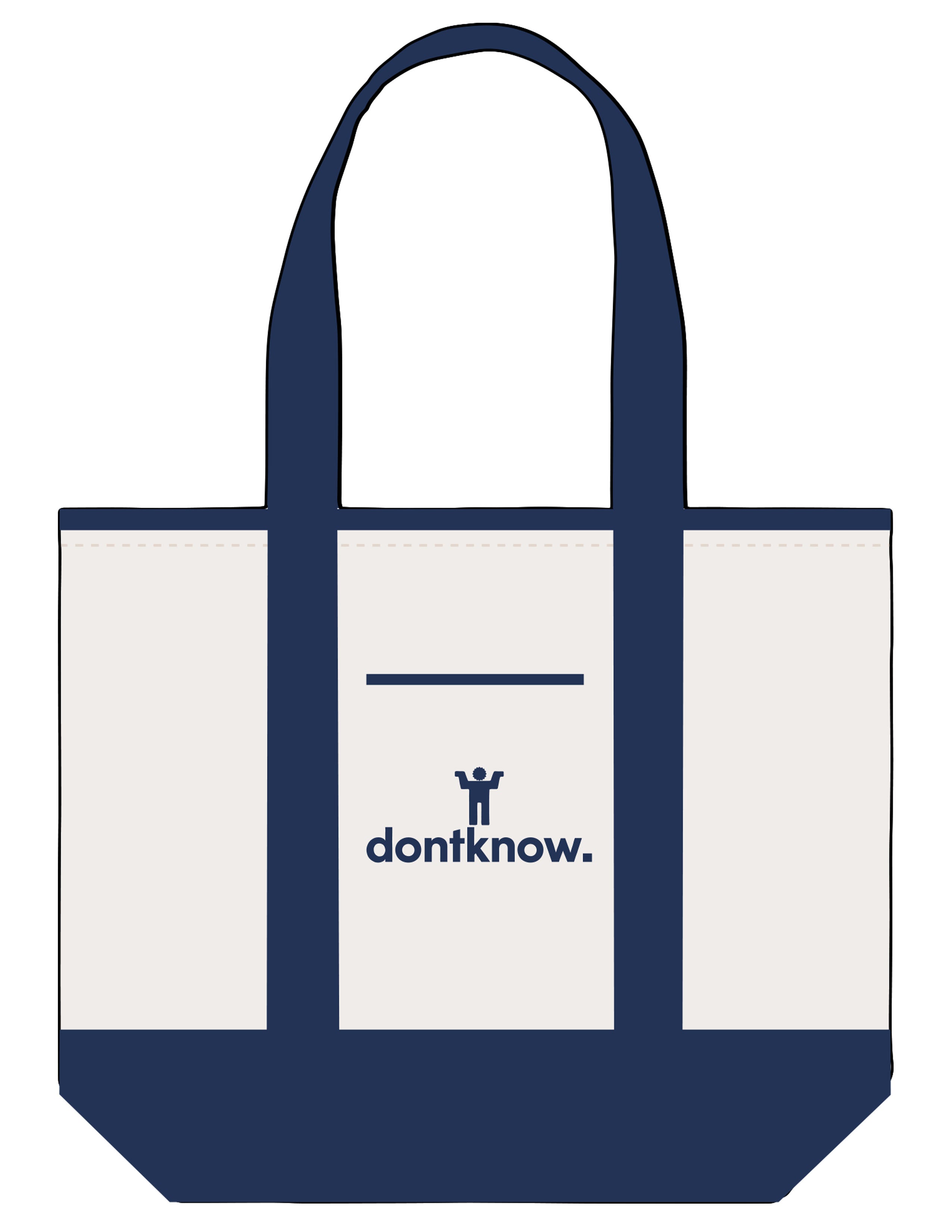The Contrast Tote Bag - Natural / Royal - DontKnow. - Center Body Stacked - Printed - Royal