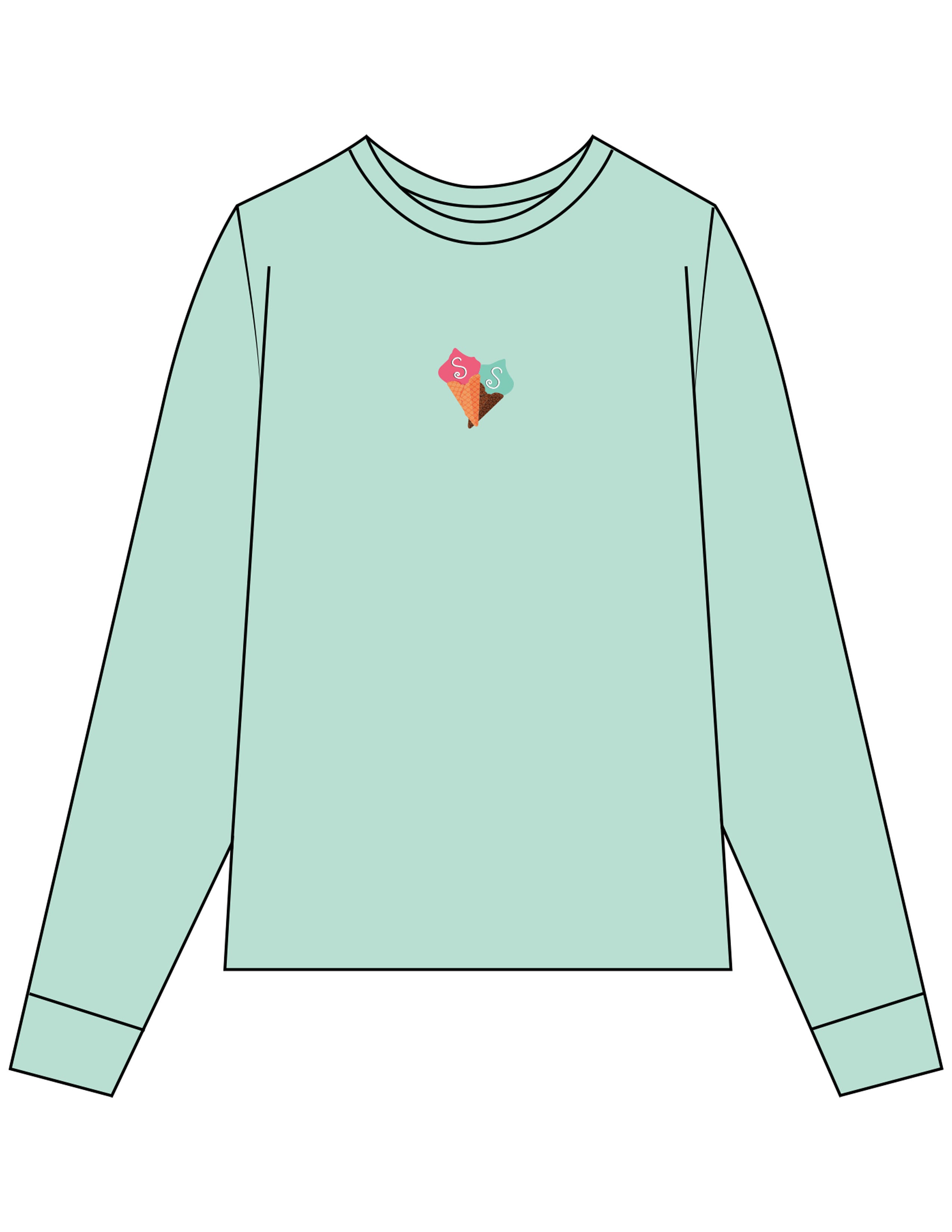 The Unisex Midweight Long Sleeve - Mint - Stowe Sweets - Center Chest - Printed - Full Color