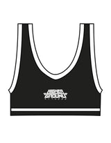 The Piped Bra - Black - Higher Ground - Center Back Stacked - Printed - White