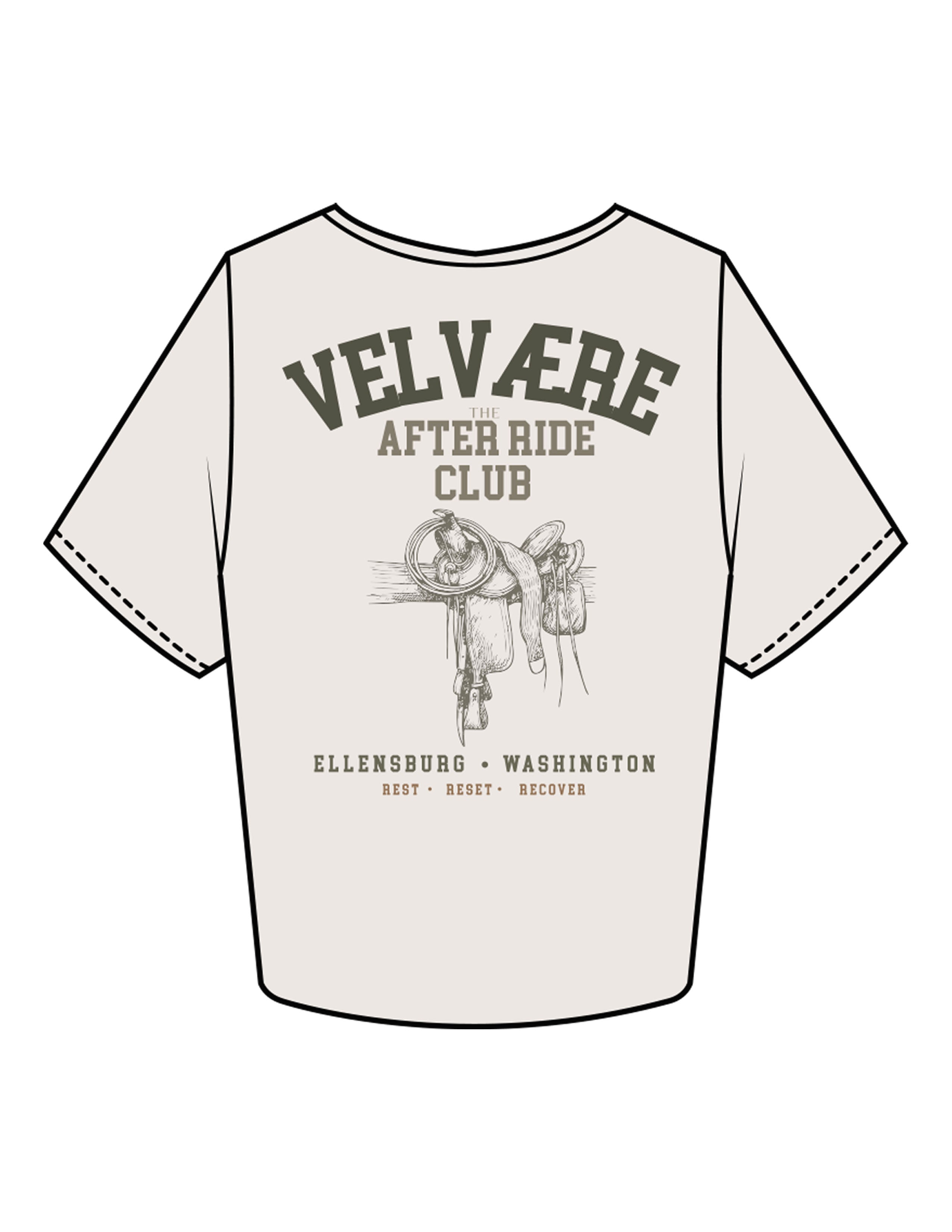 The Crop Tee - Bone - Velvaere -  Left Chest & Back Stacked "AFTER RIDE" - Printed - Full Color