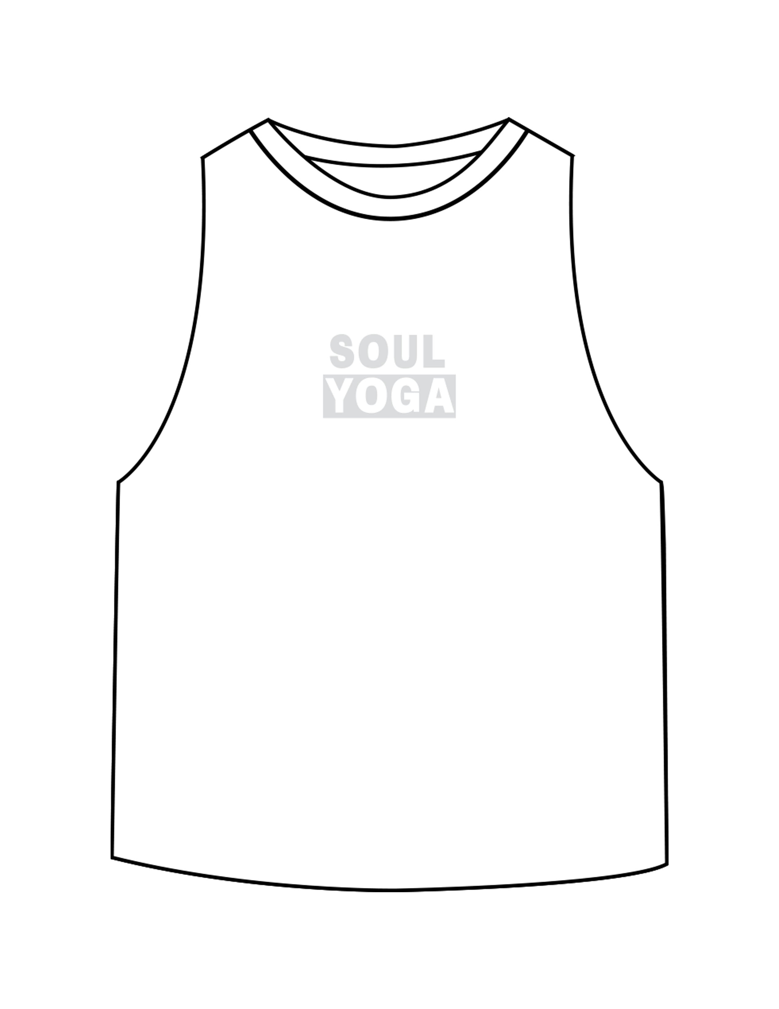 The Crop Muscle Racerback - White - Soul Yoga - Center Chest Stacked - Printed - Light Gray