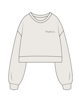 The Womens Crop Crewneck - Bone - The Platform Studio - Left Chest - Embroidered - Tone on Tone