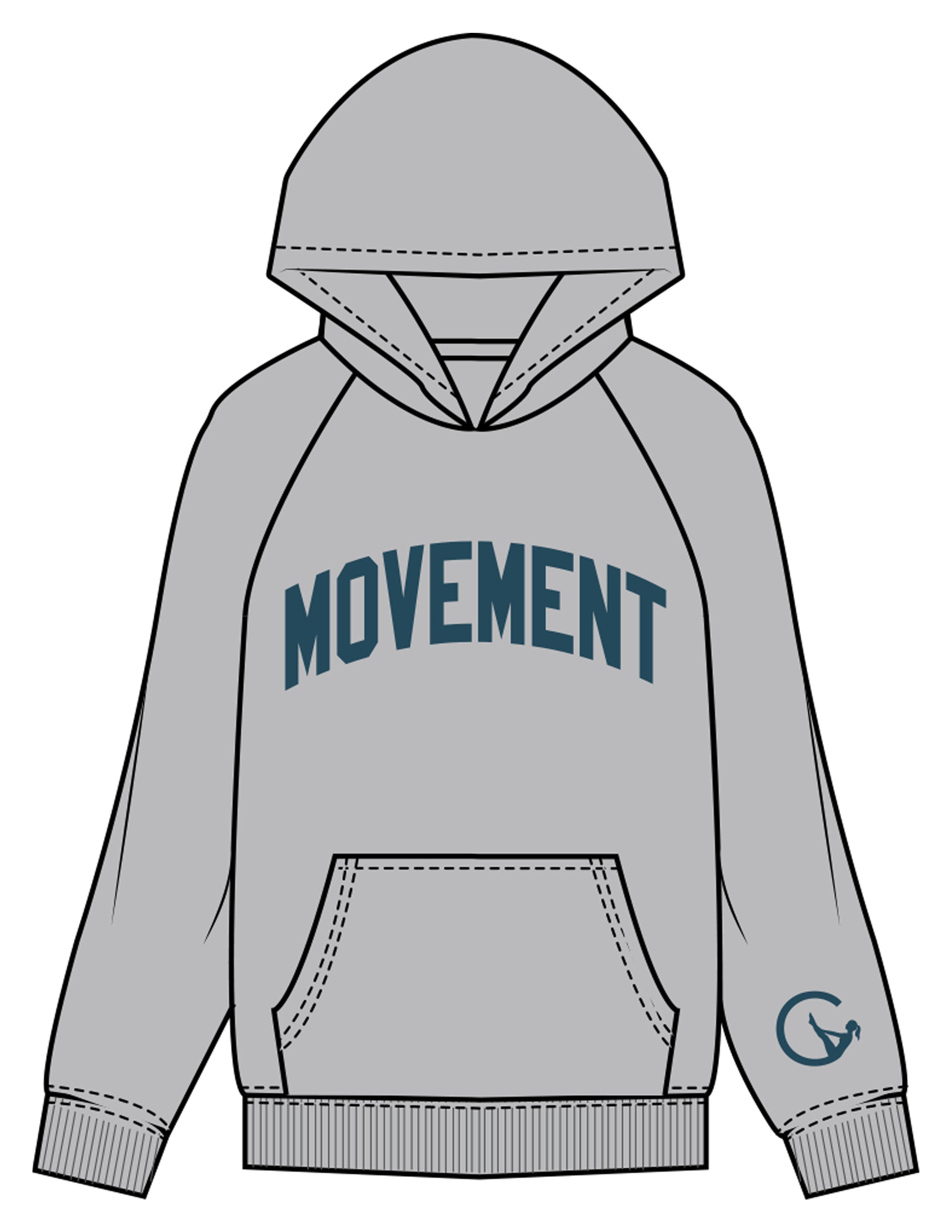 The Mens Hoodie - Storm - Movement With Chels - Chest Arc - Printed - Dark Blue