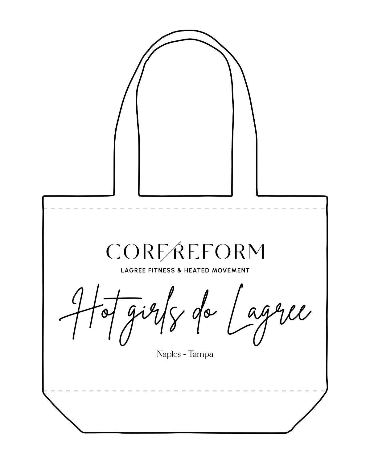 The Tote Bag - White - CORE REFORM - Center Body Stacked - Printed - Black