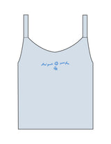 The Micro Rib Strappy Crop Tank - Baby Blue - Studio 78 - Center Chest - Printed - Blue