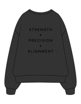 The Mens Crewneck - Washed Black - MegaCorps - Center Chest & Back Stacked - Printed - Black