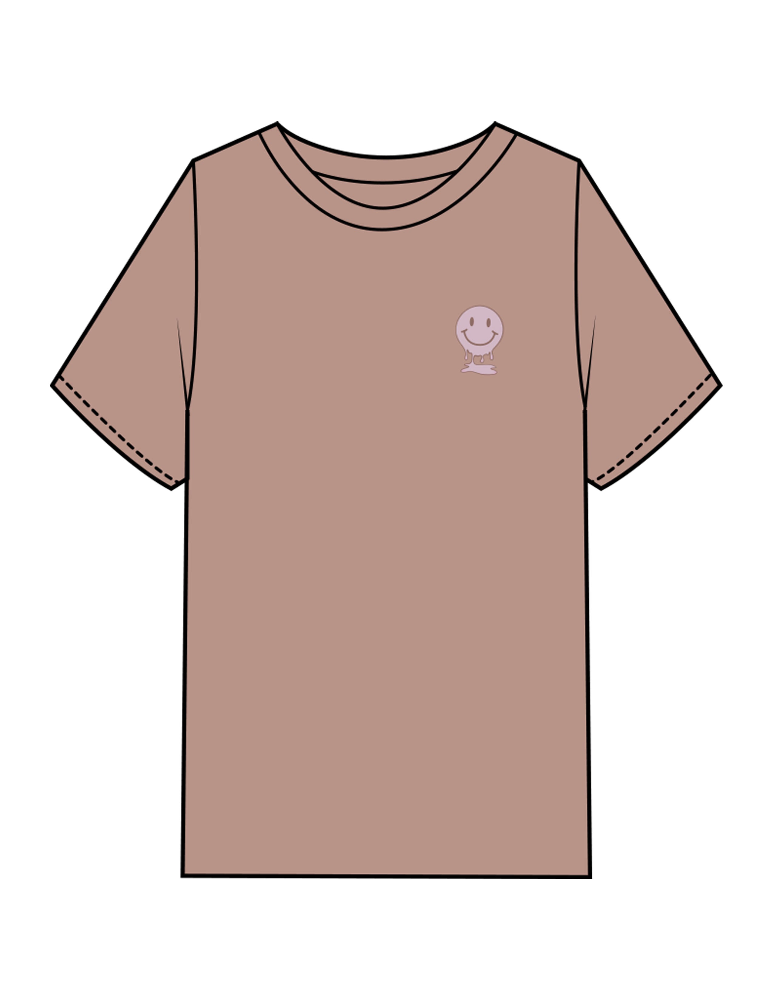 The Mens Heavyweight Tee - Washed Pink - Try Smile Collective - Left Chest & Back Smiley - Printed - Full Color