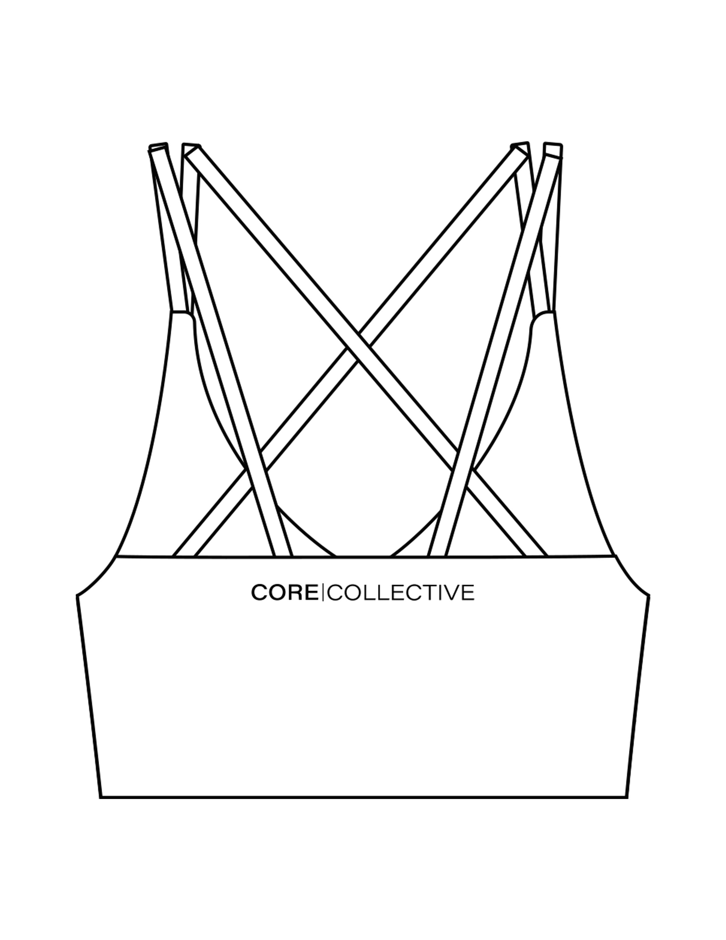The Strappy Bra - White - Core Collective - Center Back - Printed - Black