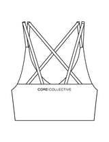 The Strappy Bra - White - Core Collective - Center Back - Printed - Black