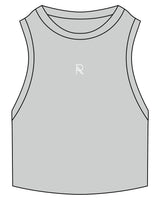 The Ribbed Crop Tank - Storm - Reform Athletica - Center Chest - Embroidered - White