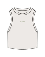 The Ribbed Crop Tank - Bone - D Lagree - Center Chest - Embroidered Sage