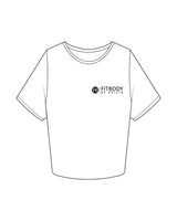 The Crop Tee - White - Krista - Left Chest Stacked & Center Back "COACH" - Black