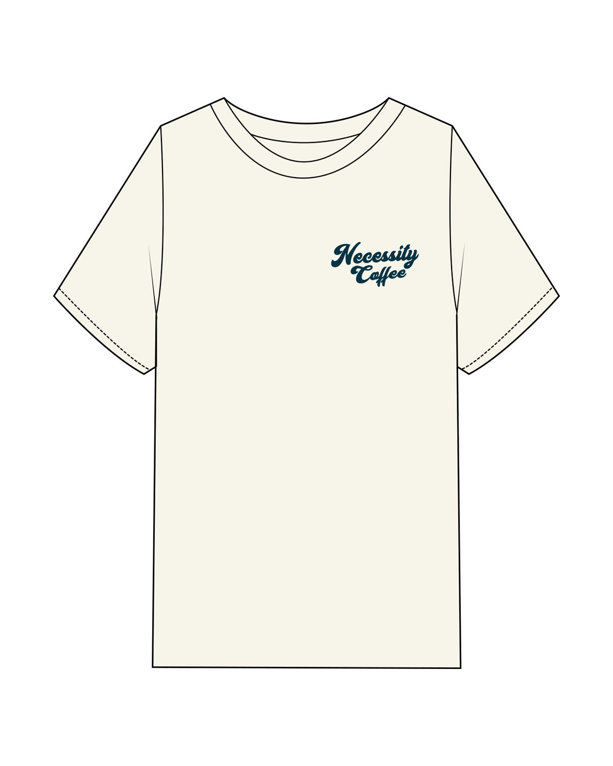 The Mens Heavyweight Tee - Off White  - Necessity Coffee - Left Chest & Back Image - Printed - Dark Blue
