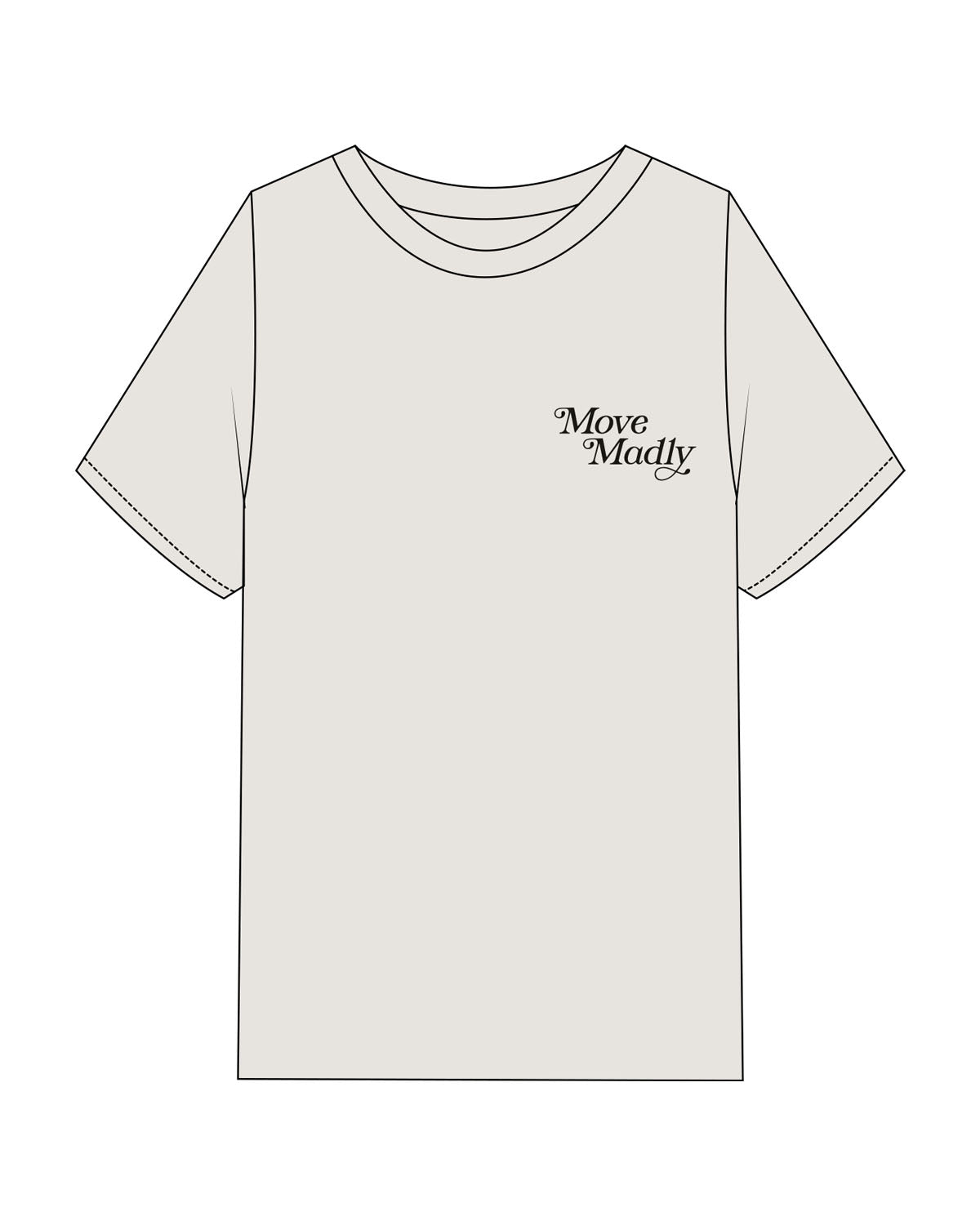 The Womens Heavyweight Tee - Washed Bone - Move Madly - Left Chest & Center Chest - Printed - Black