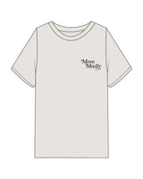 The Womens Heavyweight Tee - Washed Bone - Move Madly - Left Chest & Center Chest - Printed - Black