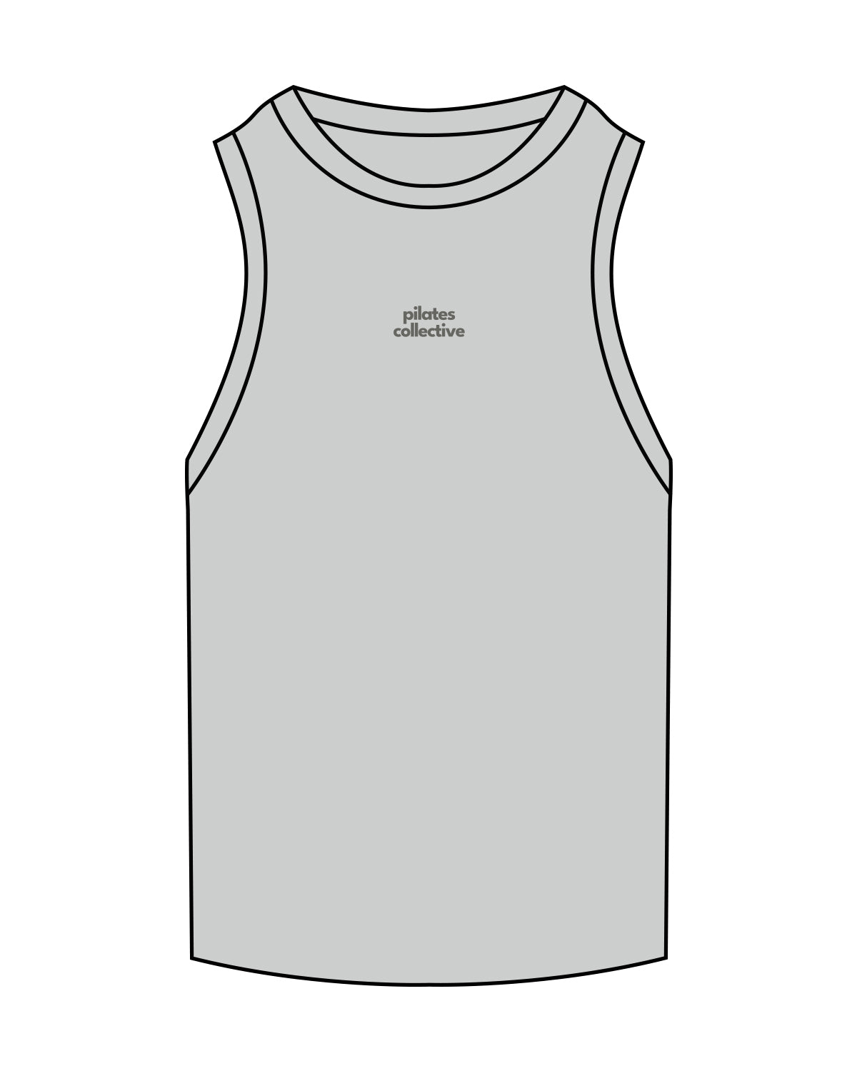 The Ribbed Full Length Tank - Storm - Pilates Collective - Center Chest - Embroidered - Tone on Tone