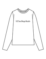 The Womens Long Sleeve - White - UCSD Health - Center Chest & Full Back "FLUENT" - Black