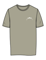 The Womens Tee - Eucalyptus - Symmetry Yoga - Left Chest & Back Stacked - Printed - White