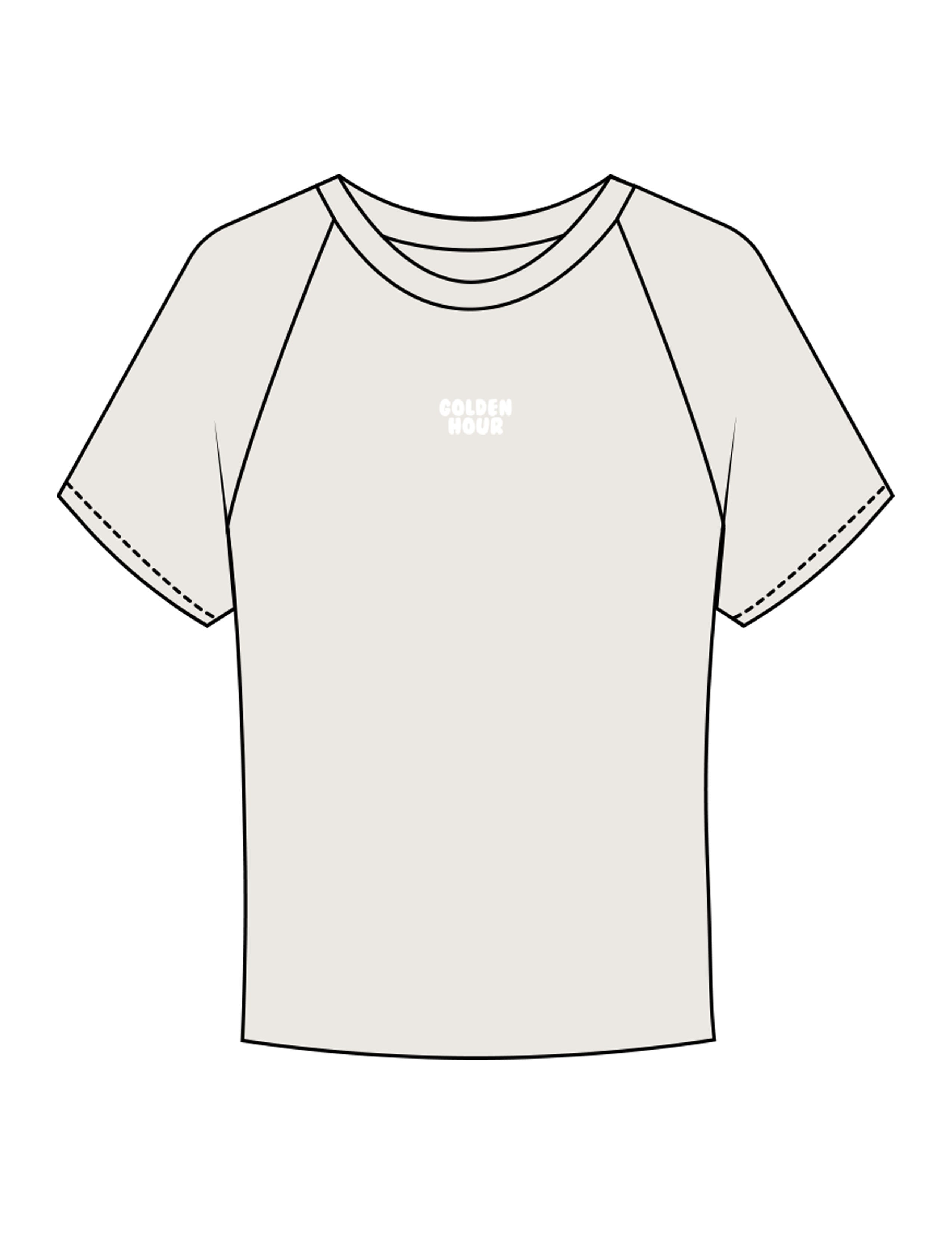 The Micro Rib Baby Tee - Natural - Golden Hour - Center Chest - Printed - White