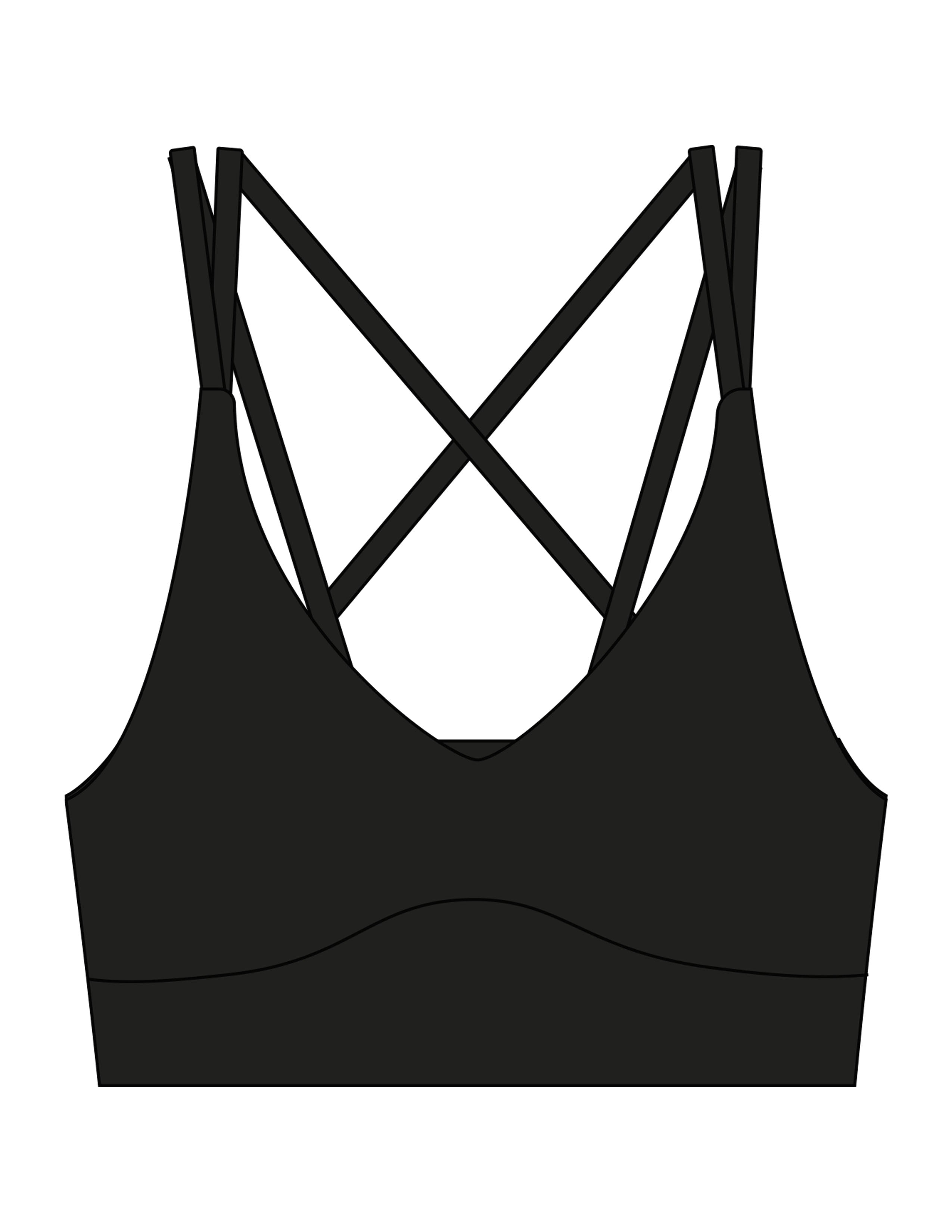 The Strappy Bra - Black - Rush Cycle Studio - Center Back - Printed - Full Color