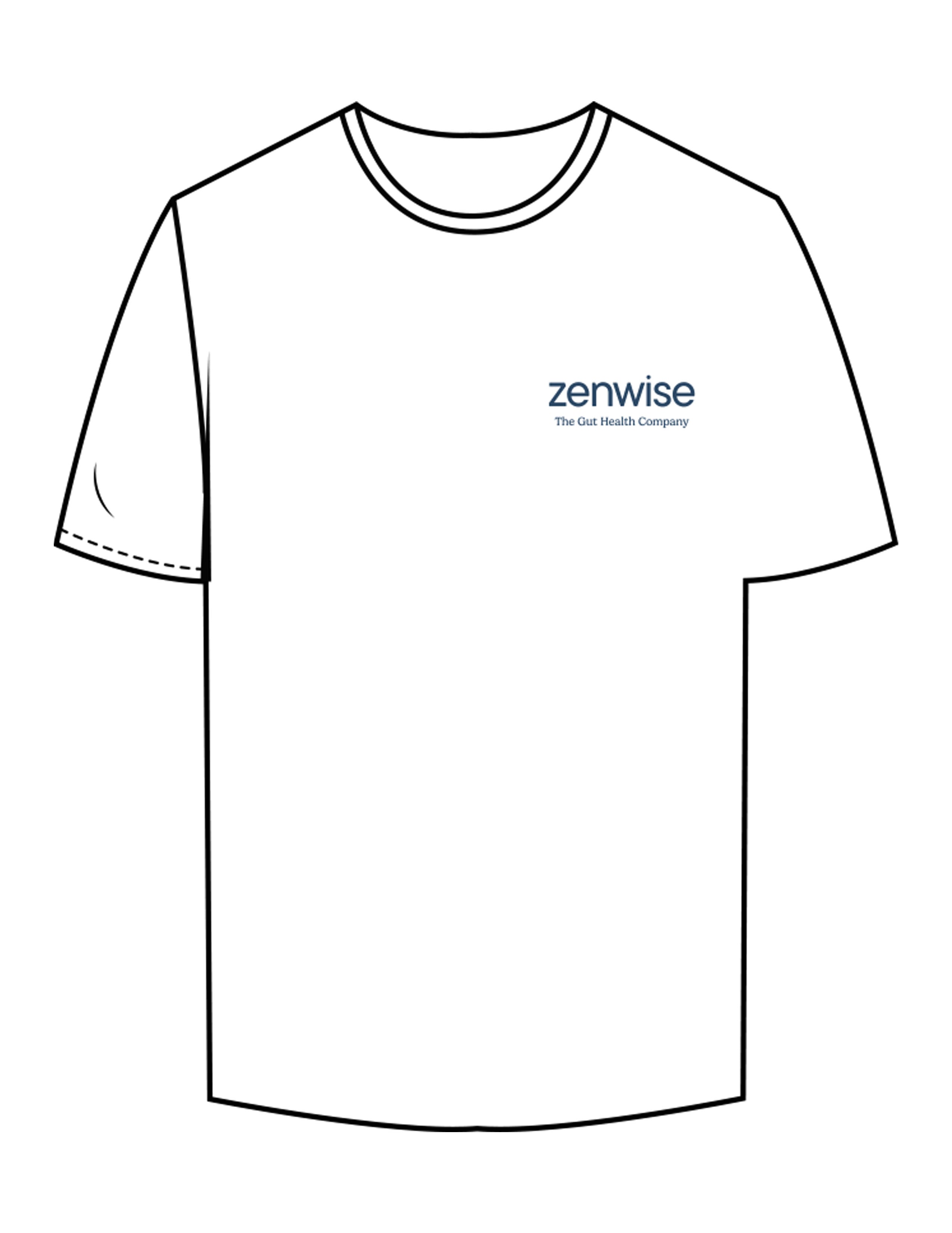 The Mens Tee - White - Zenwise - Left Chest Stacked - Printed - Blue